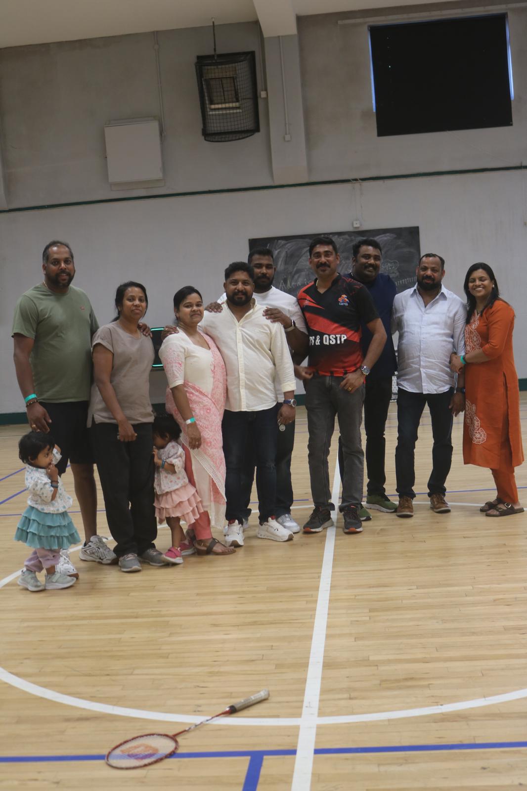 Families gathered in the sports hall