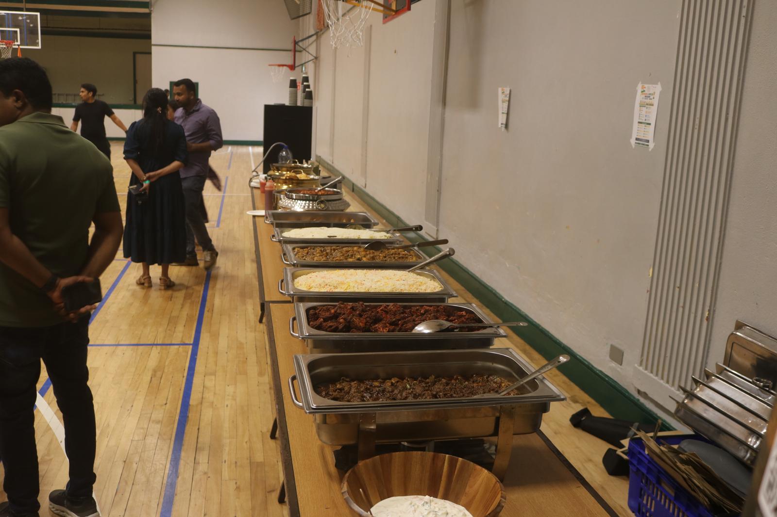 Buffet of Indian dishes served at the event